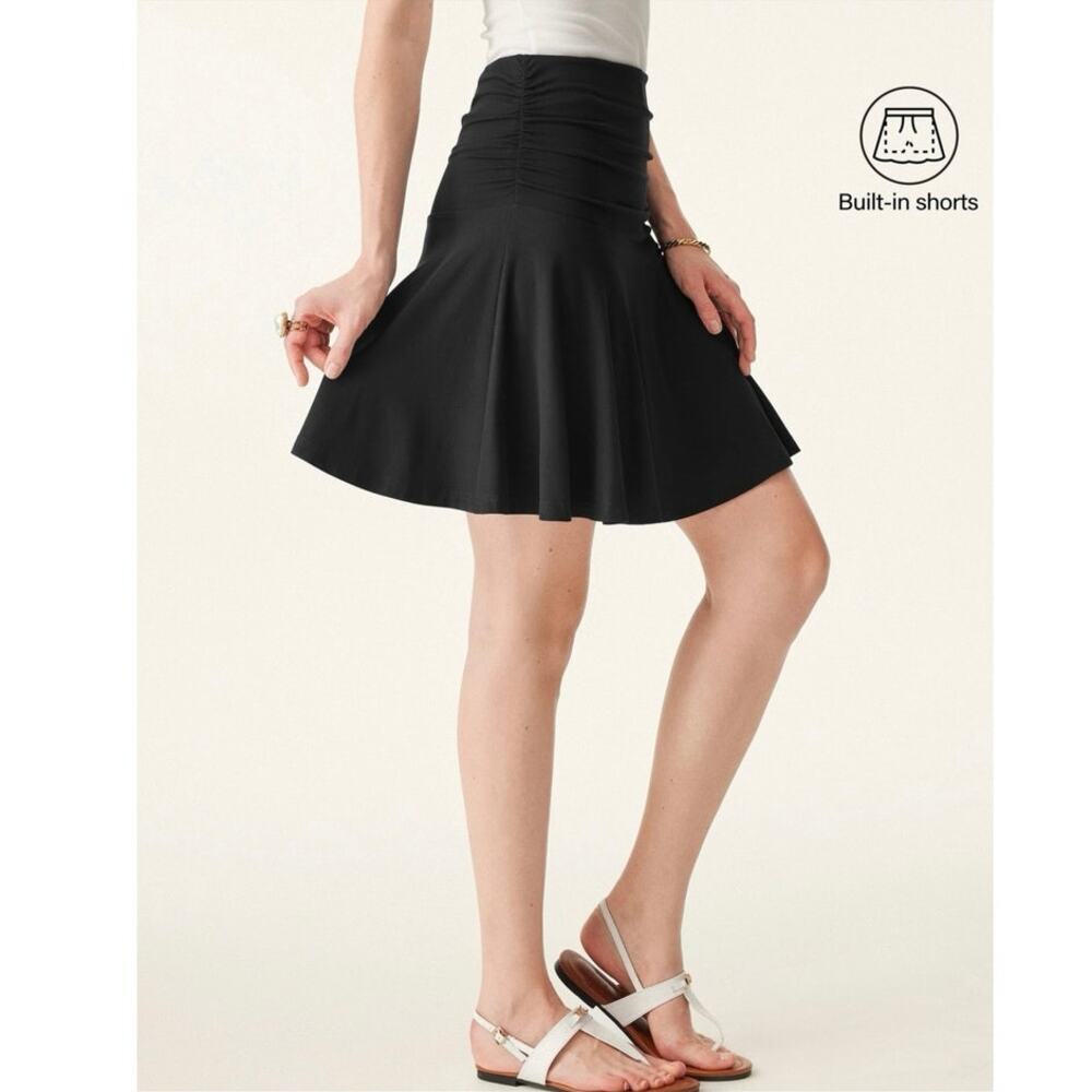 OGL Essential Ruched Mini Circle Skirt with Lined Shorts NWT S